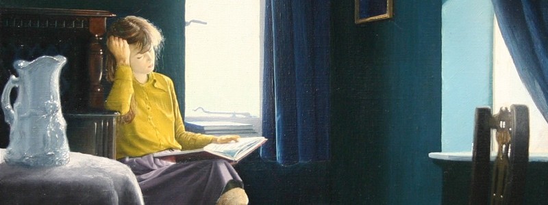 Girl Reading Book painting by Richard Harby