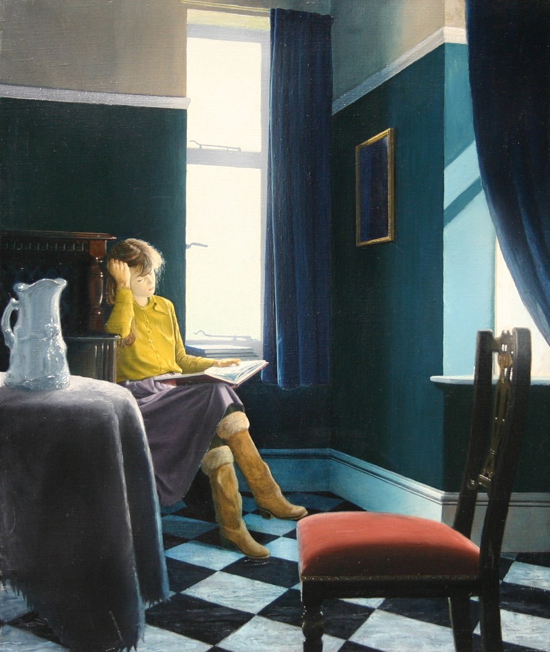 Girl Reading Book painting by Richard Harby